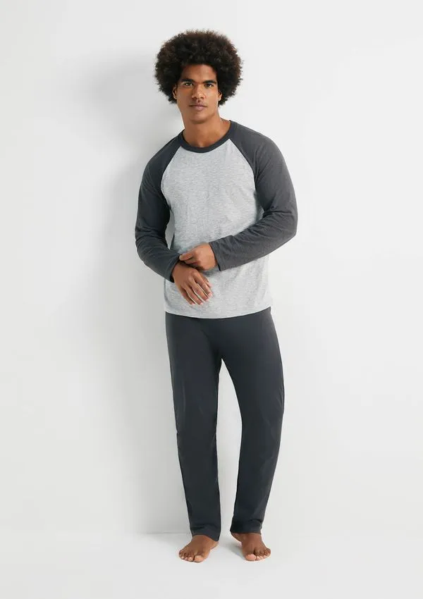 Pijama Masculino Manga Longa Raglan - Cinza XXG