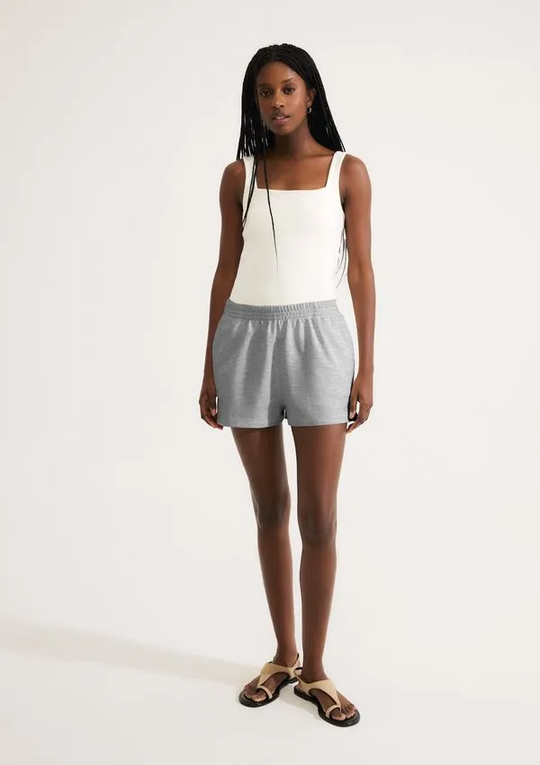 Shorts Feminino Em Malha Binada - Cinza XP