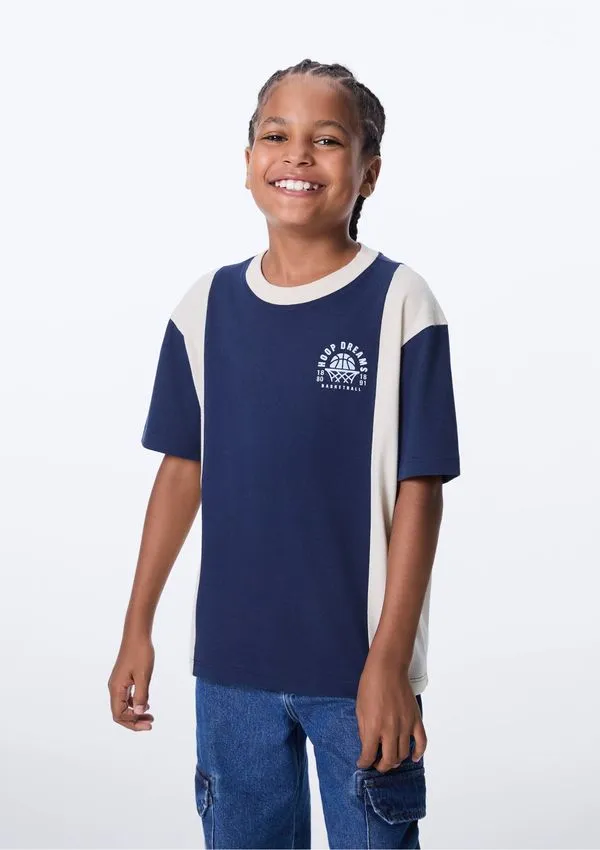 Camiseta Infantil Menino Oversized Decote Redondo - Azul 006