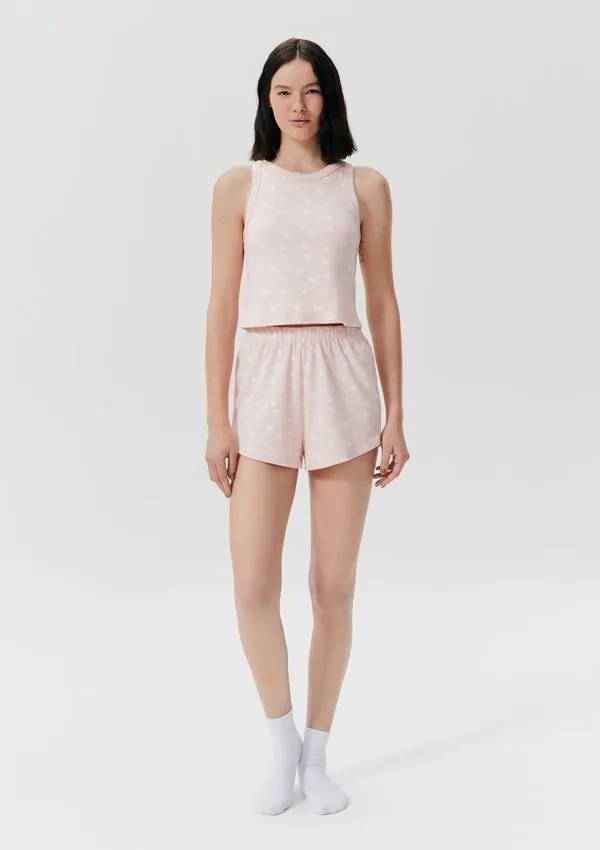 Pijama Curto Feminino Estampado Em Ribana - Rosa M