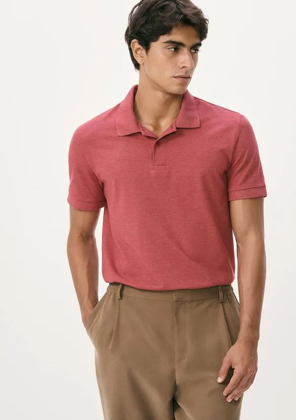 Camisa Polo Básica Masculina Manga Curta Em Piquet - Vermelho XG