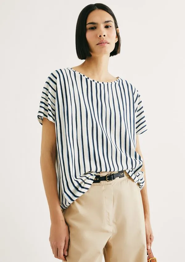 Blusa Feminina Manga Curta Estampada - Off white P