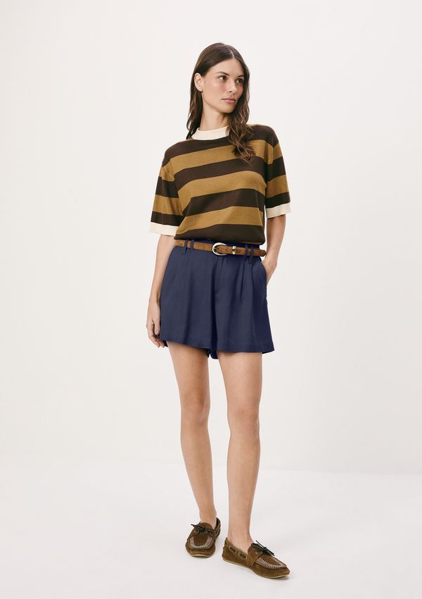 Shorts Feminino De Alfaiataria Em Linho - Azul 042