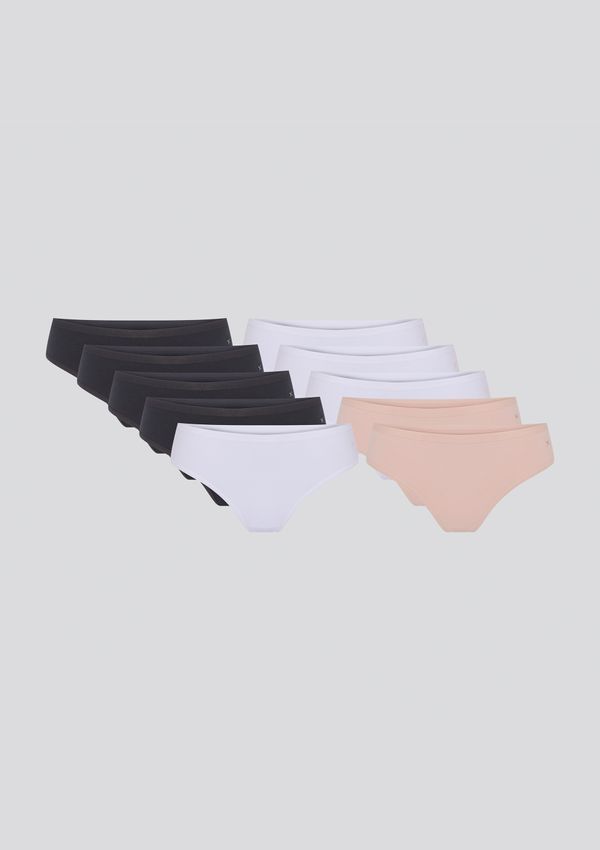 Kit 10 Calcinhas Básicas Biquíni Em Algodão - Multicolorido G