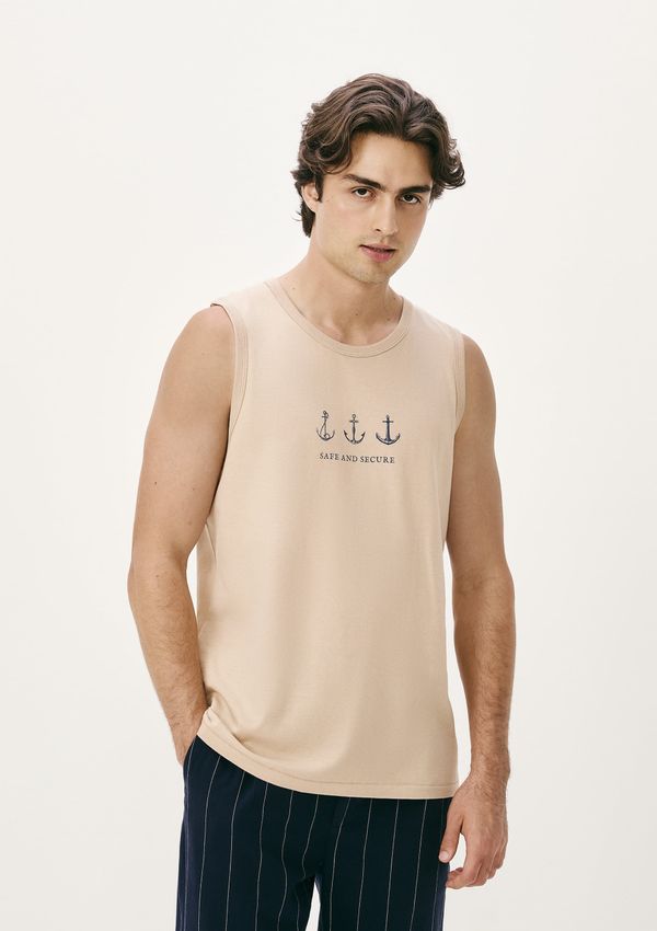 Regata Básica Masculina Regular Com Estampa - Bege G