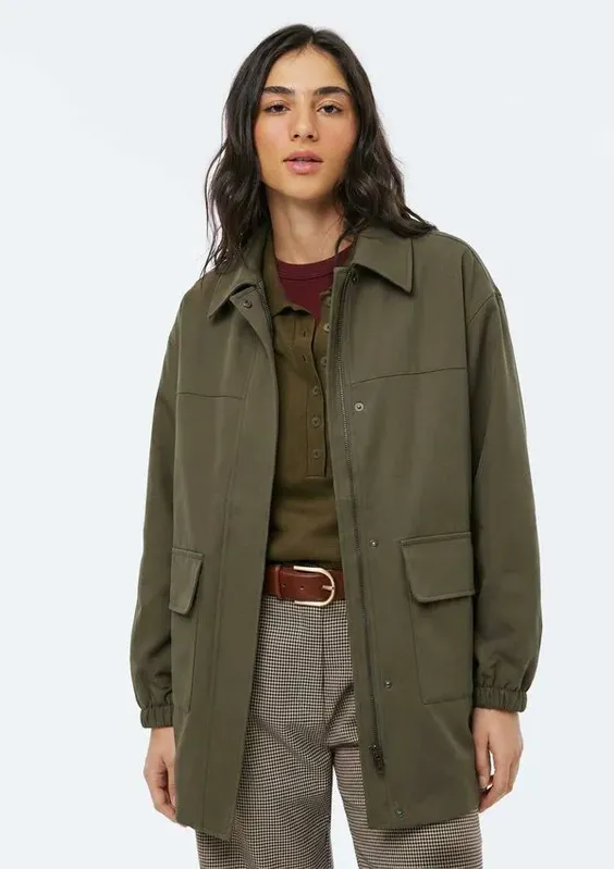 Parka Feminina Bolsos Cargo - Verde G