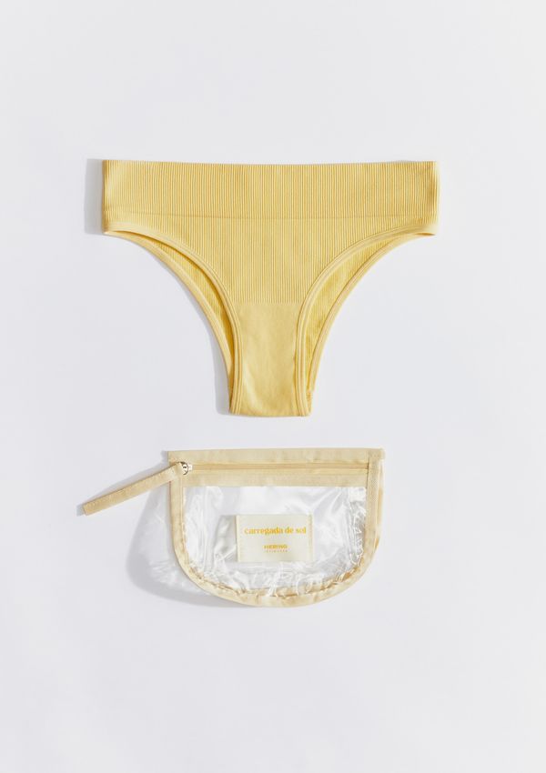 Calcinha Cintura Alta + Necessaire - Amarelo XG
