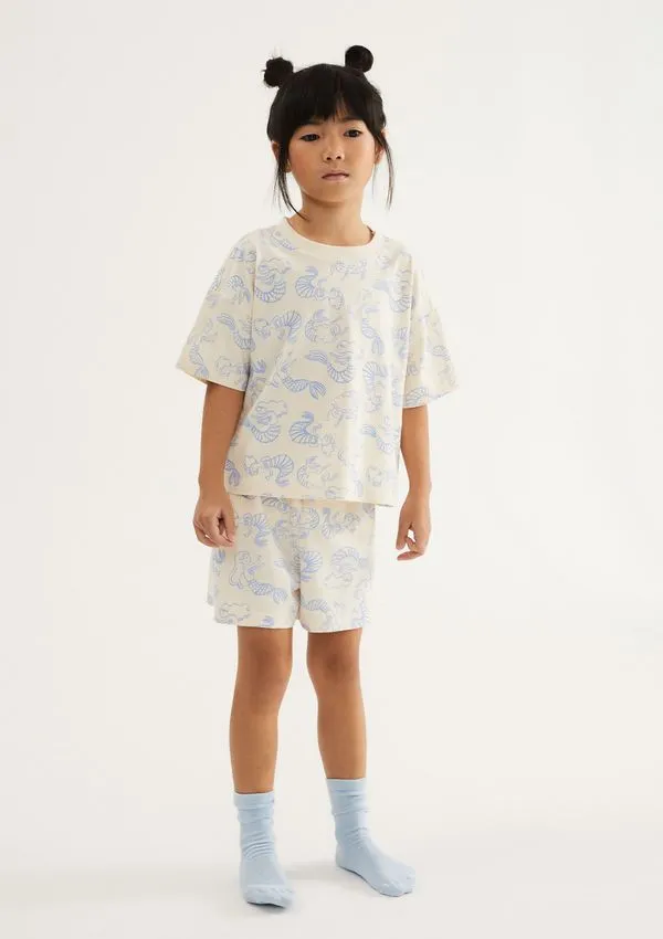 Pijama Infantil Menina Box Estampado - Creme 016
