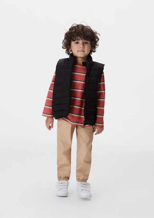 Colete Puffer Infantil Unissex Com Bolsos - Preto 014