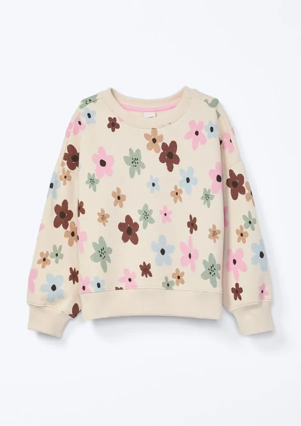 Blusão de Moletom Infantil Menina Estampado - Bege 008