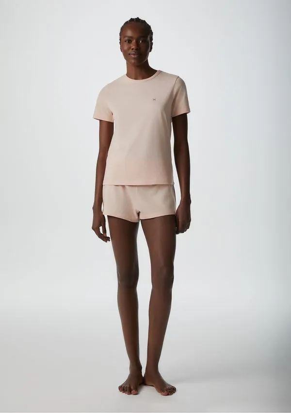 Pijama Curto Feminino Malha De Algodão - Rosa P