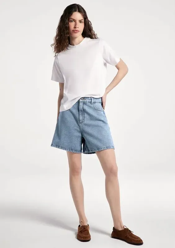 Shorts Jeans Feminino Cintura Alta - Azul 034