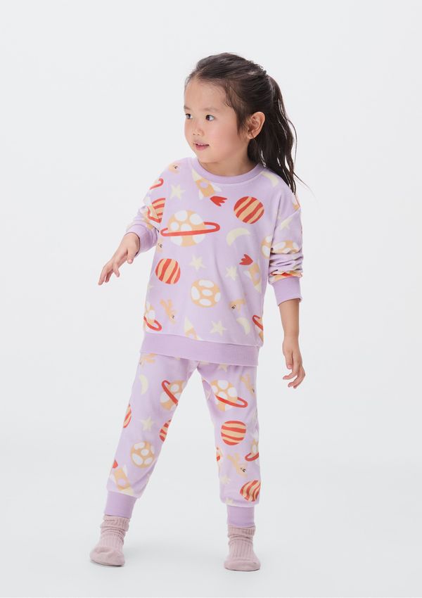Pijama Longo Infantil Menina Em Plush - Lilás 008