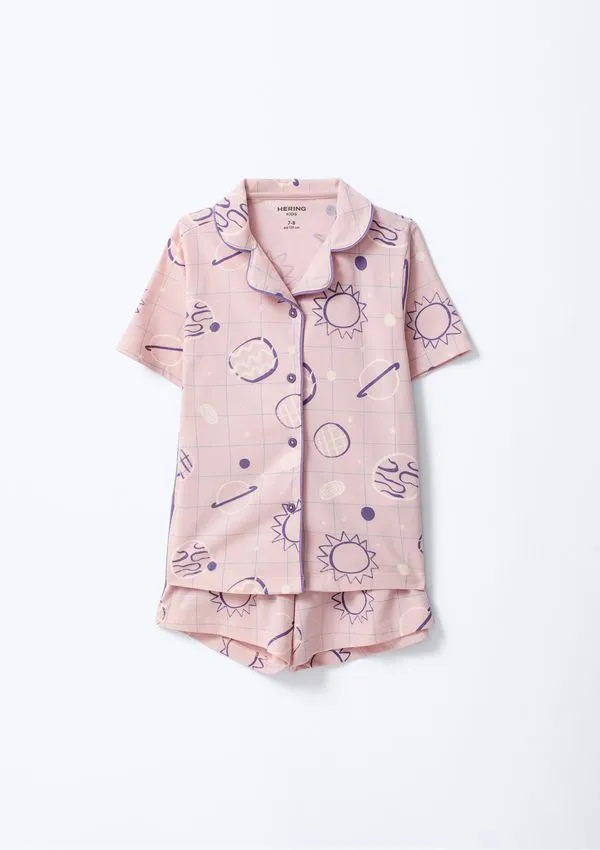 Pijama Infantil Menina Americano Estampado - Rosa 012