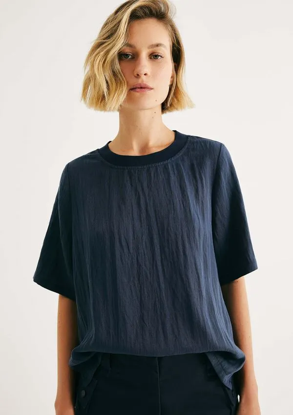 Blusa Feminina Peach Touch Texturizada - Azul M