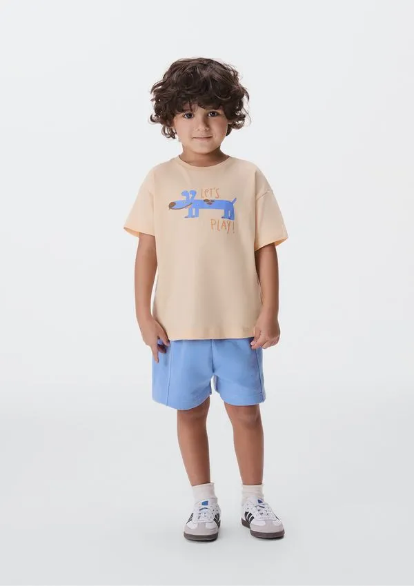 Conjunto Curto Infantil Menino Com Estampa - Marrom 003