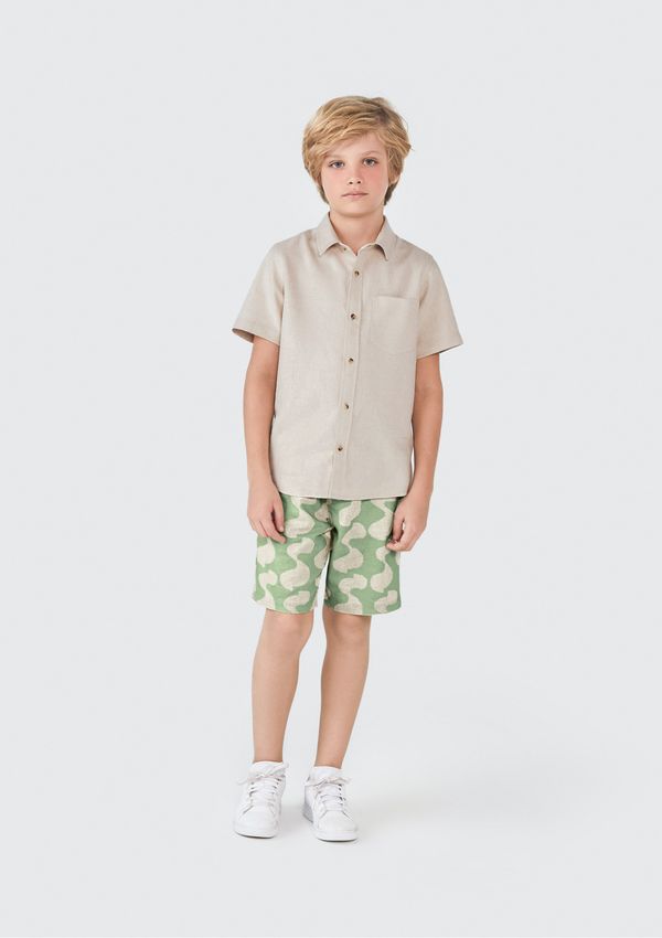 Bermuda Infantil Menino Com Linho - Verde 010