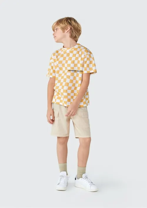 Bermuda Cargo Infantil Menino Em Sarja - Bege 006