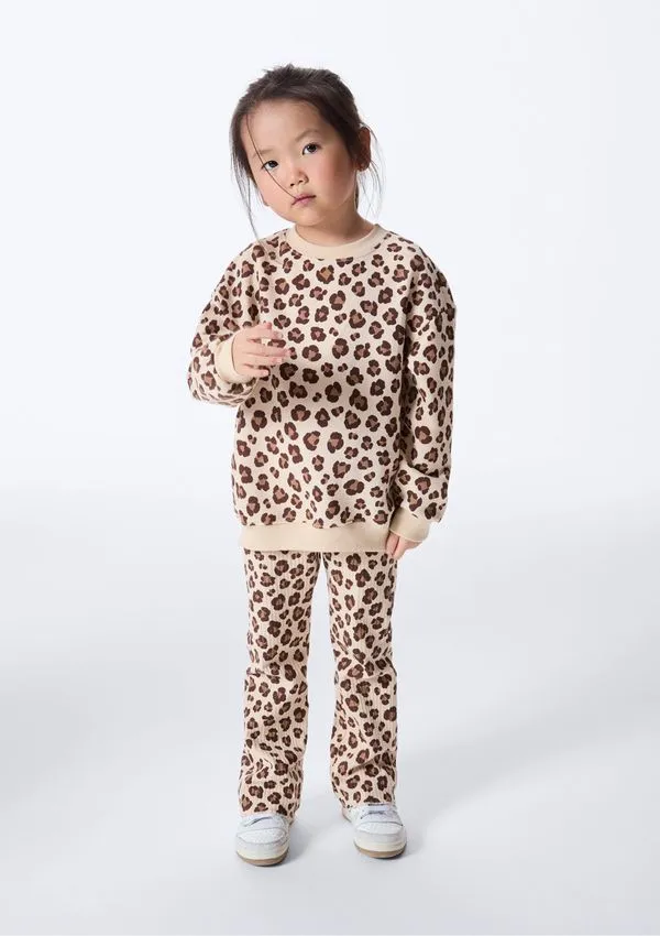 Conjunto de Moletom Infantil Menina Toddler Estampado - Creme 003