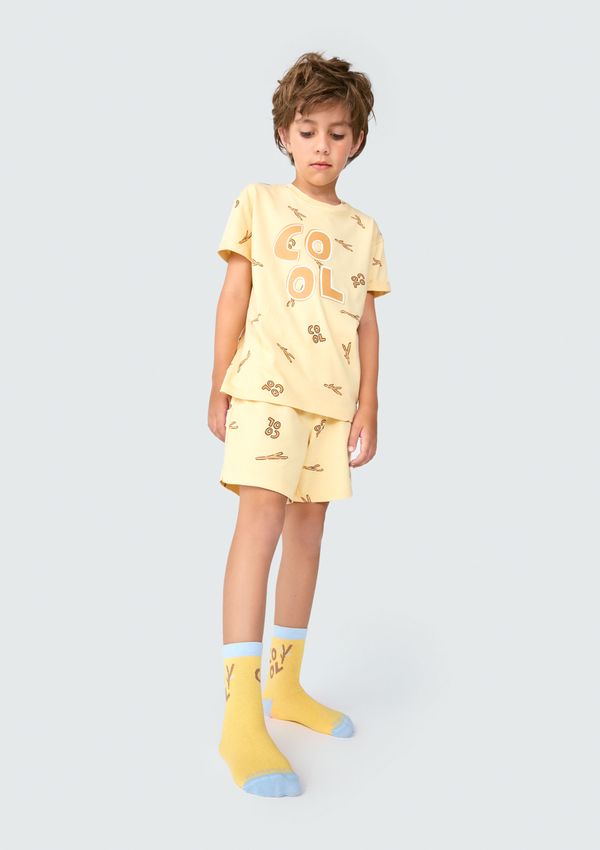 Pijama Curto Infantil Menino Estampado - Amarelo 010