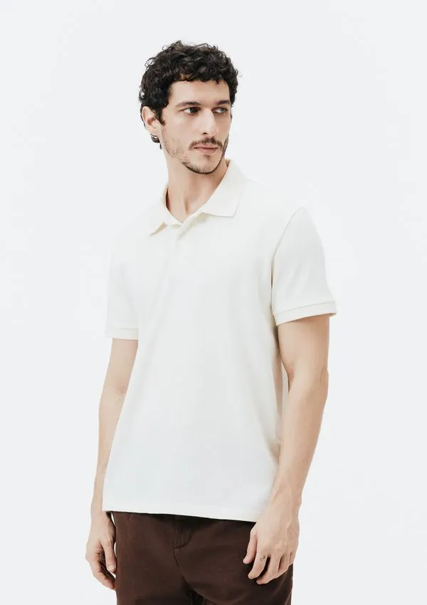 Camisa Polo Básica Masculina Manga Curta Em Piquet - Off white XG