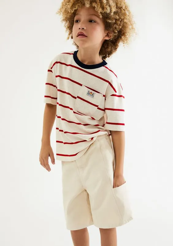 Bermuda Infantil Menino Reta Em Sarja - Creme 014