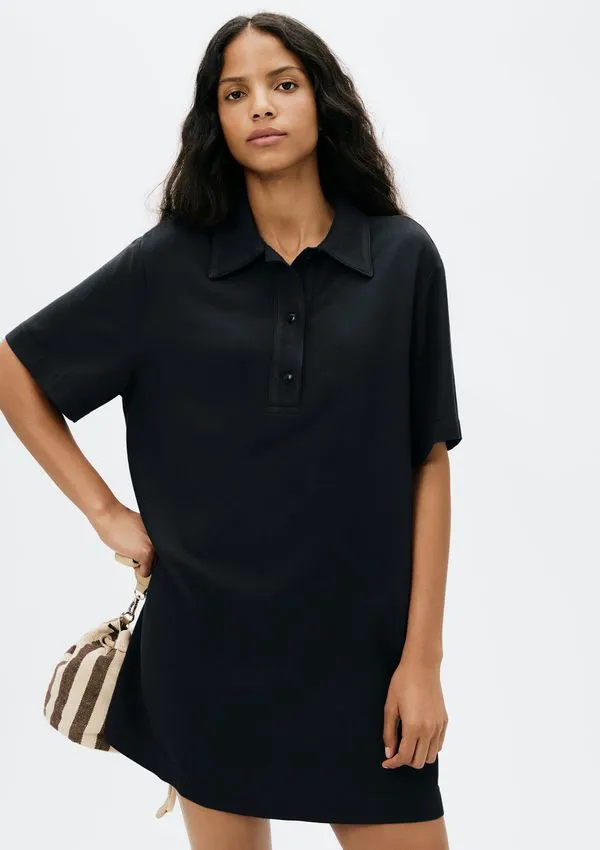 Vestido Curto Polo Em Viscose Sarjada - Preto M