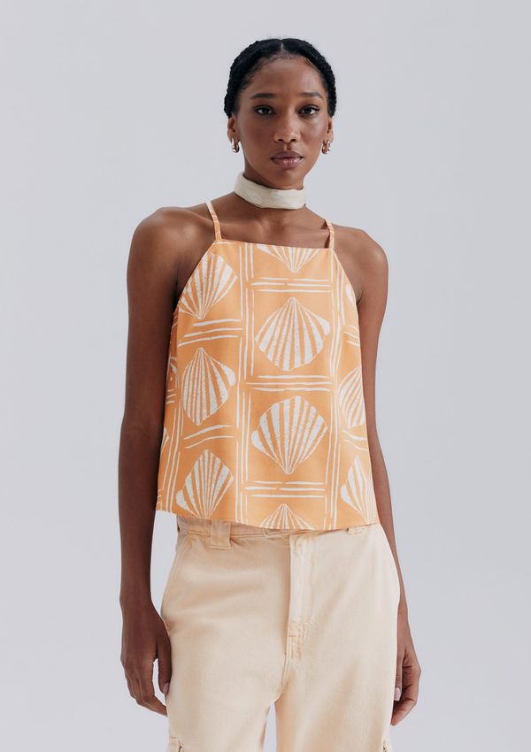Regata Feminina Halter Neck Estampada - Laranja M