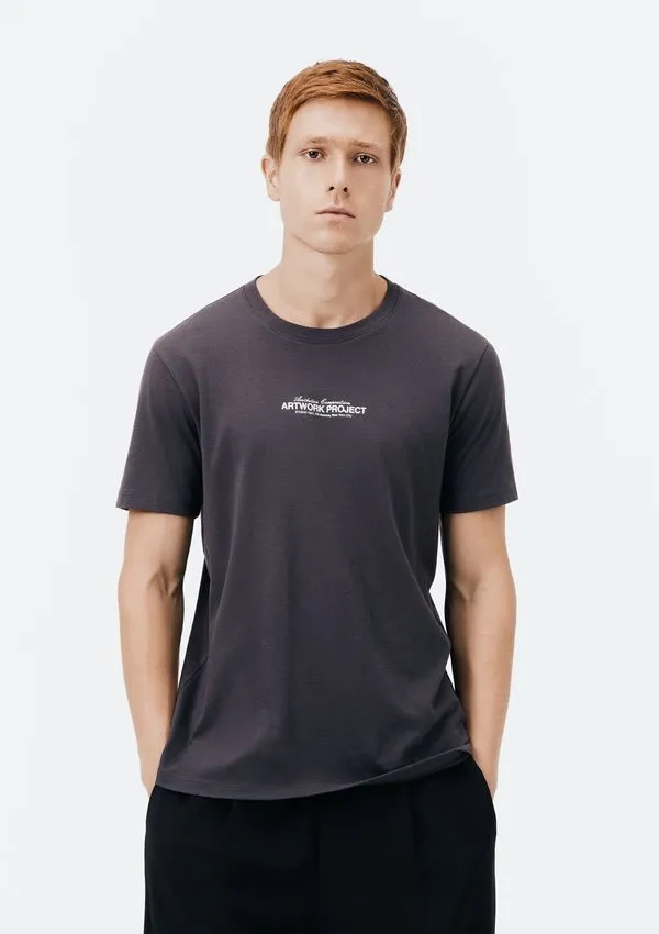Camiseta Masculina Manga Curta Com Estampa - Cinza M