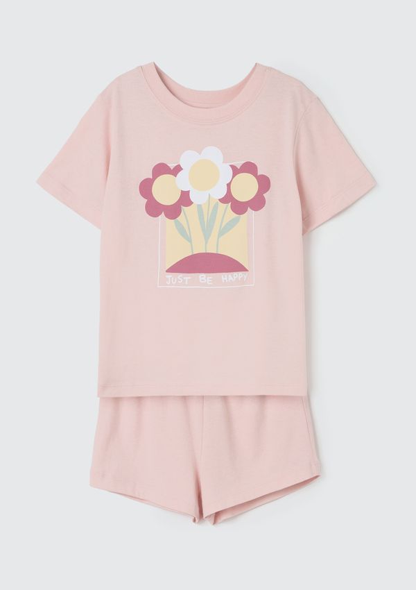 Pijama Infantil Menina Curto Com Estampa - Rosa 010