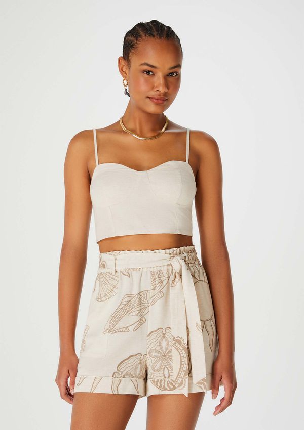 Shorts Feminino Clochard Estampado - Bege M