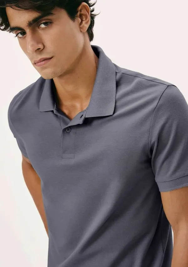 Camisa Polo Básica Masculina Manga Curta Em Piquet - Azul XG