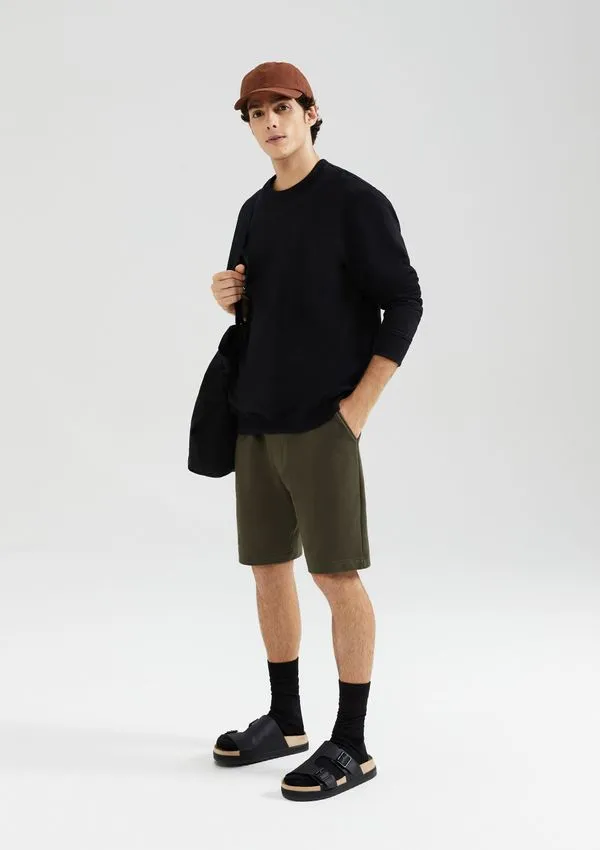 Bermuda Básica Masculina Reta Em Moletom - Verde XXG