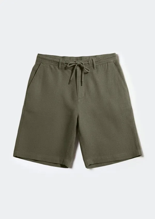 Bermuda Básica Masculina Chino Em Linho - Verde 048
