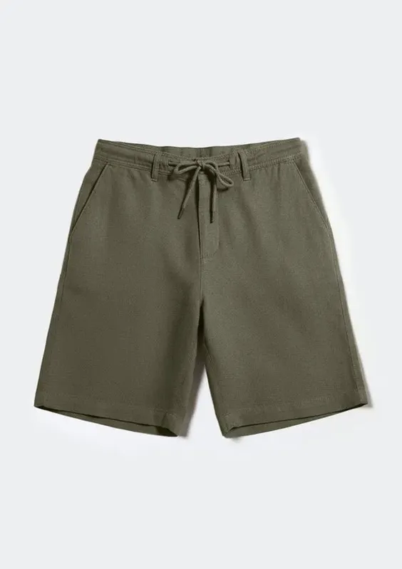 Bermuda Básica Masculina Chino Em Linho - Verde 048