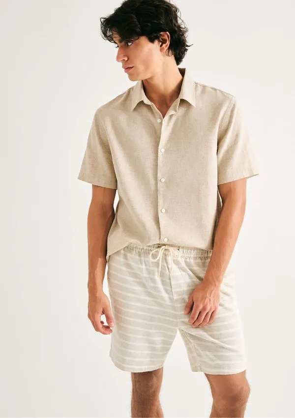 Bermuda Masculina Jogger Rústica Listrada - Caqui M