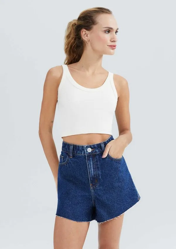 Shorts Jeans Feminino Cintura Média - Azul 036