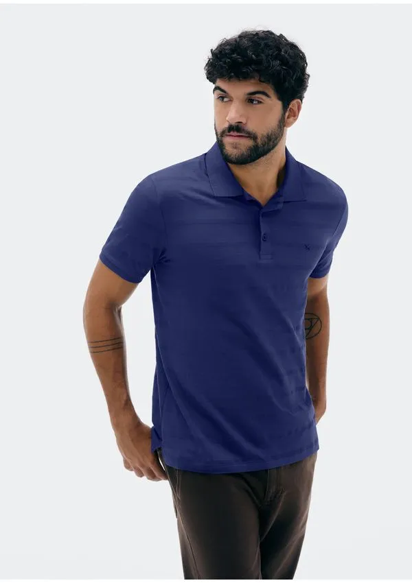 Camisa Polo Masculina Manga Curta Com Bordado - Azul M