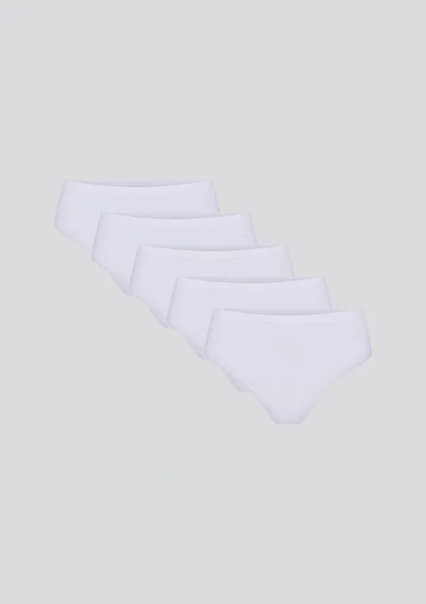 Kit 5 Calcinhas Básicas Caleçon Em Algodão - Branco XXG