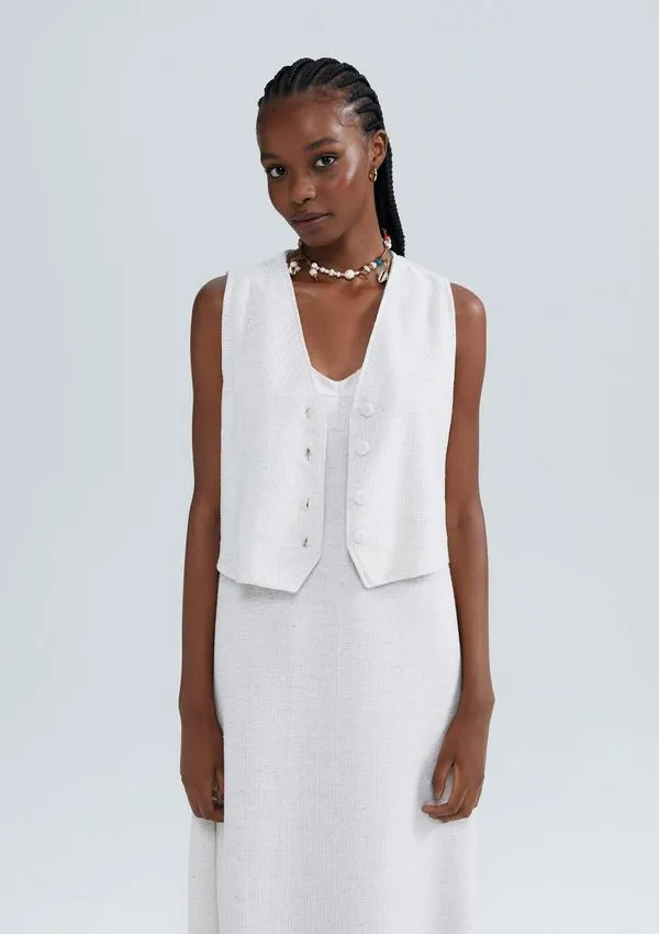 Colete Feminino Em Malha Texturizada Eco - Off white M