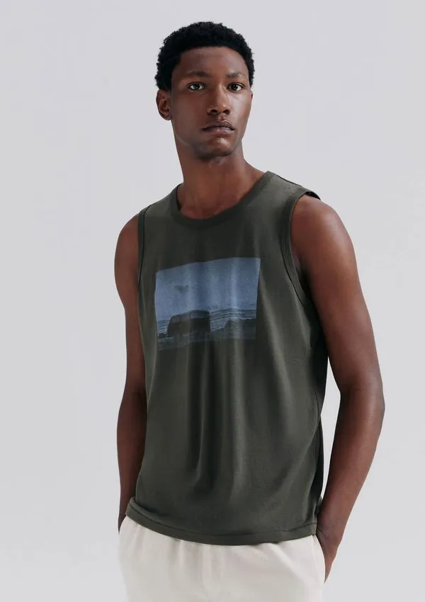 Regata Básica Masculina Regular Com Estampa - Verde XG