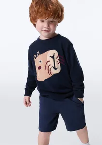 Bermuda Infantil Menino Toddler Chino Em Sarja - Azul 001