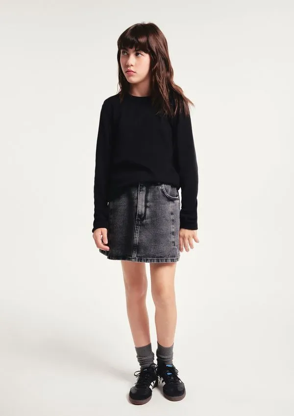 Shorts Saia Infantil Jeans Estonado - Preto 014