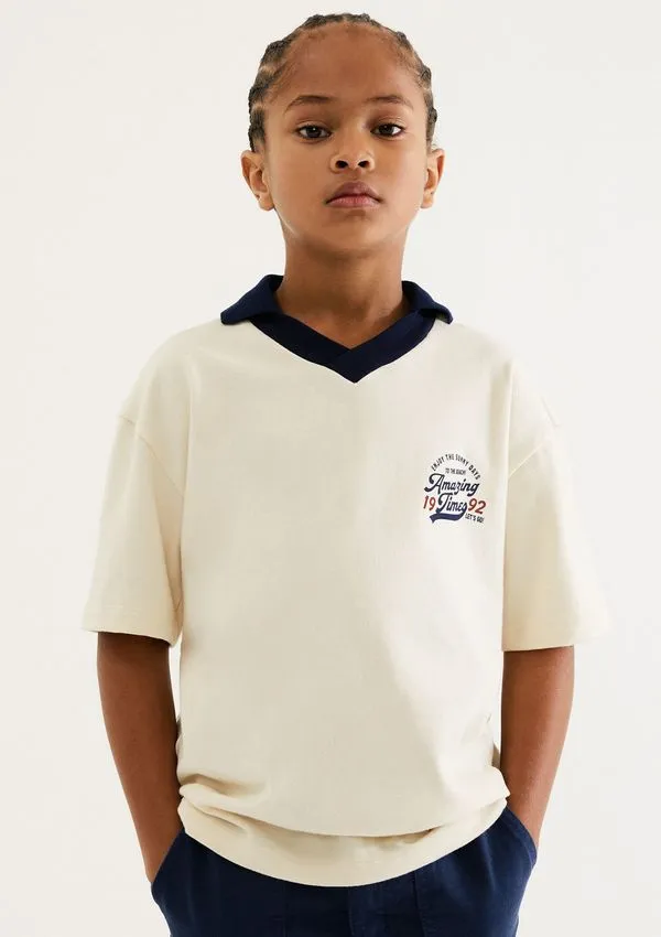 Camisa Polo Infantil Menino Oversized - Creme 014