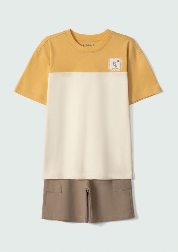 Conjunto Curto Infantil Menino Com Estampa - Amarelo 014