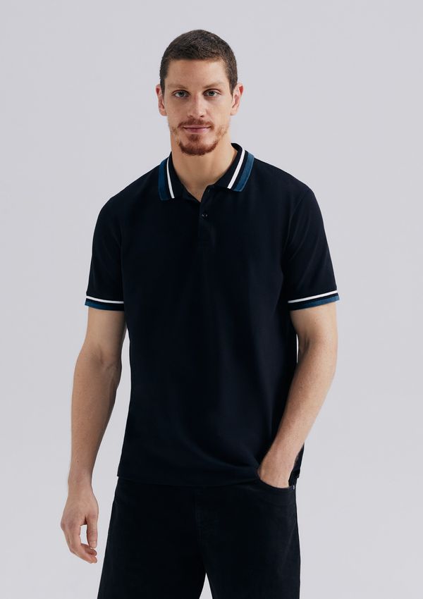 Camisa Polo Masculina Manga Curta Com Retilínea - Preto M