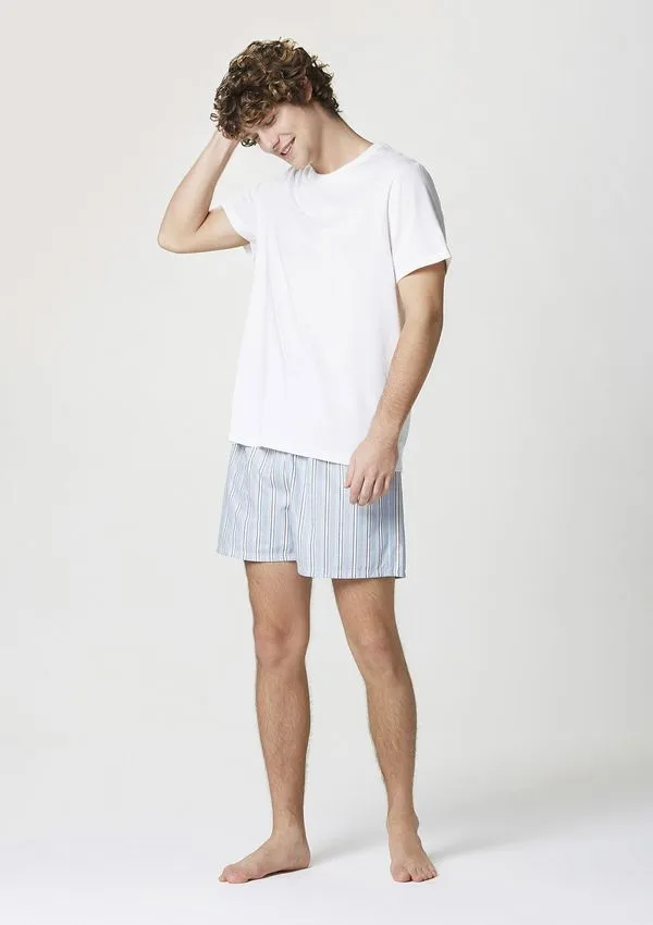 Pijama Masculino Curto Em Malha De Algodão - Branco G