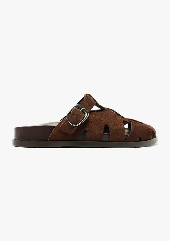 Mule Rasteira Tiras Huarache - Marrom 034
