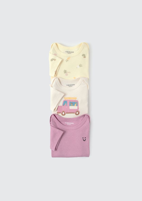 Kit Com 3 Bodies Bebê Menina Em Ribana - Multicolorido 24M
