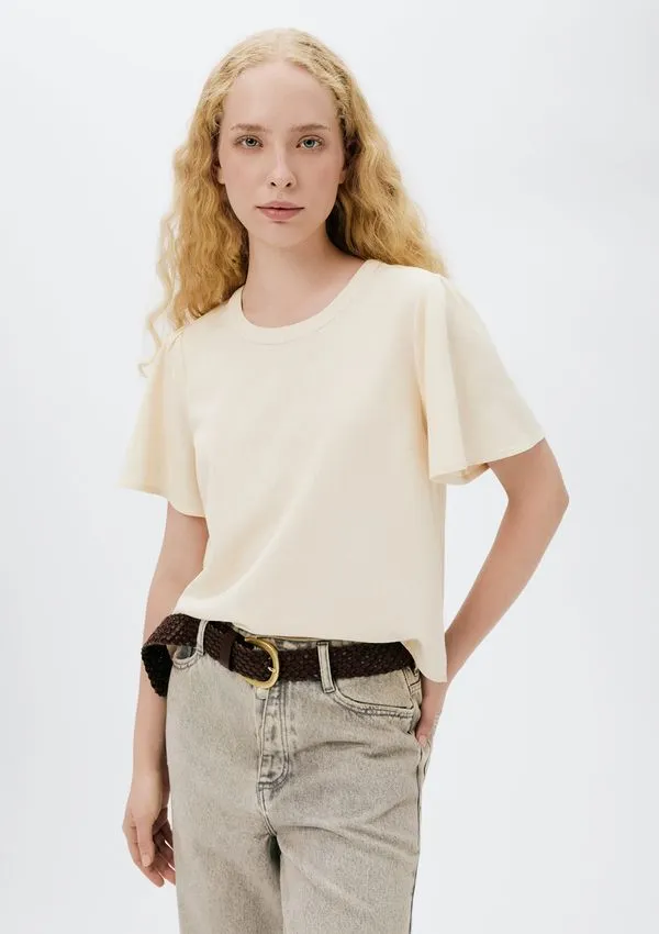 Blusa Feminina Manga Godê Com Linho - Creme XP